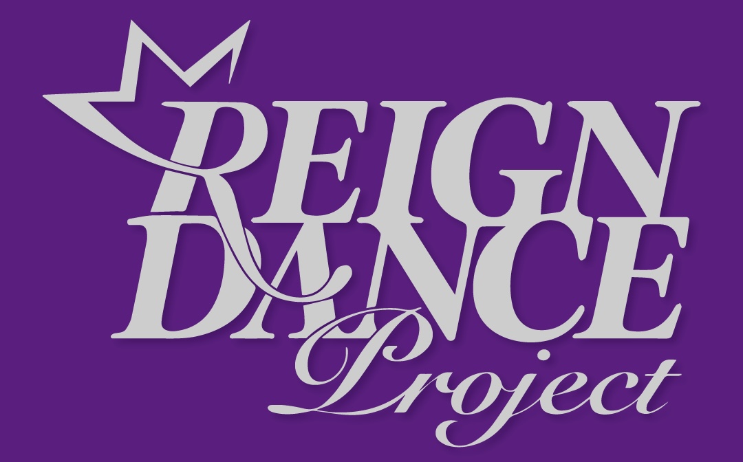 Reign Dance Project logo featuring stylized grey text and a star icon on a solid purple background.