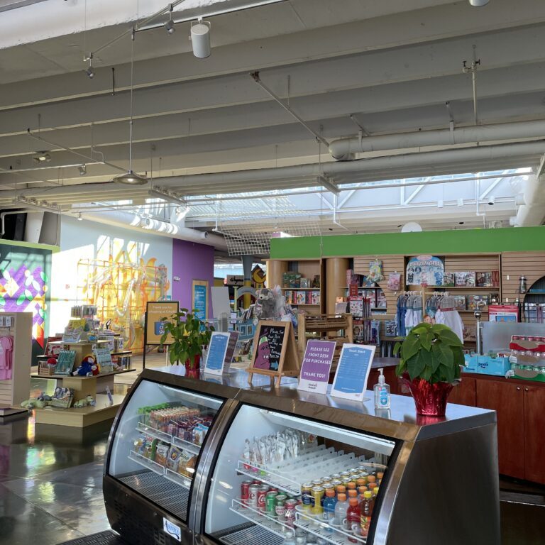 Richmond Coffee Co. pop-up shop interior. Drinks fridge, retail display, bright ambiance.